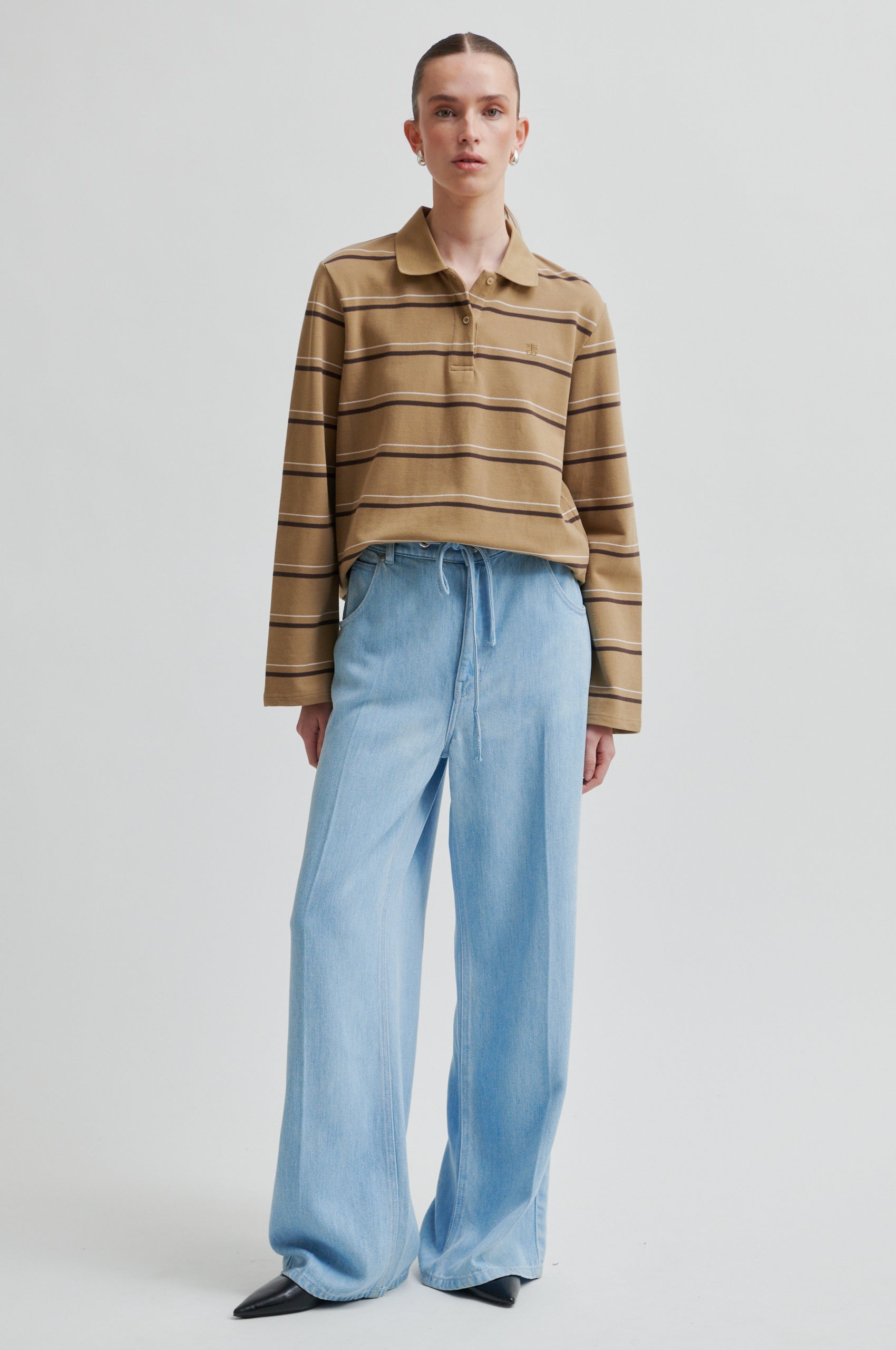 Lovella Striped polotrøje - Kelp